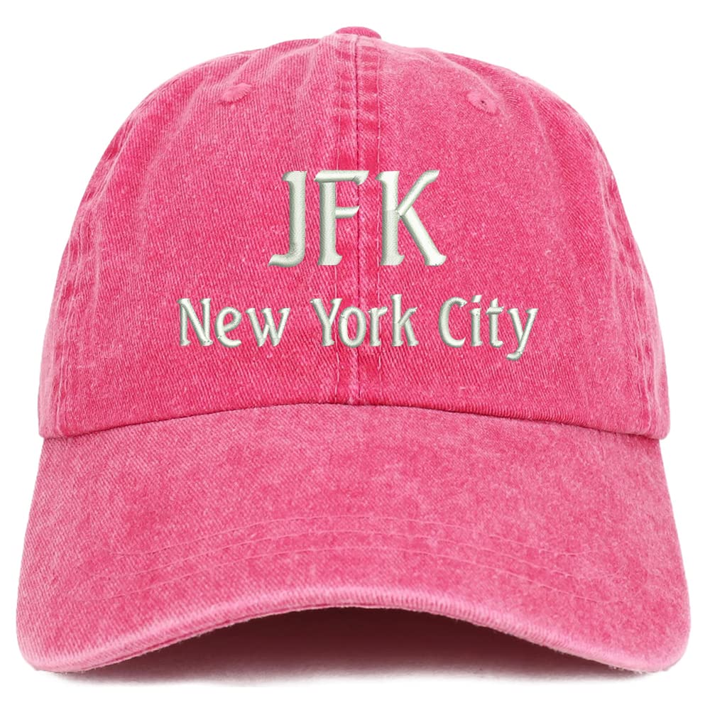 Trendy Apparel Shop JFK New York City Embroidered Pigment Dyed Washed Baseball Cap