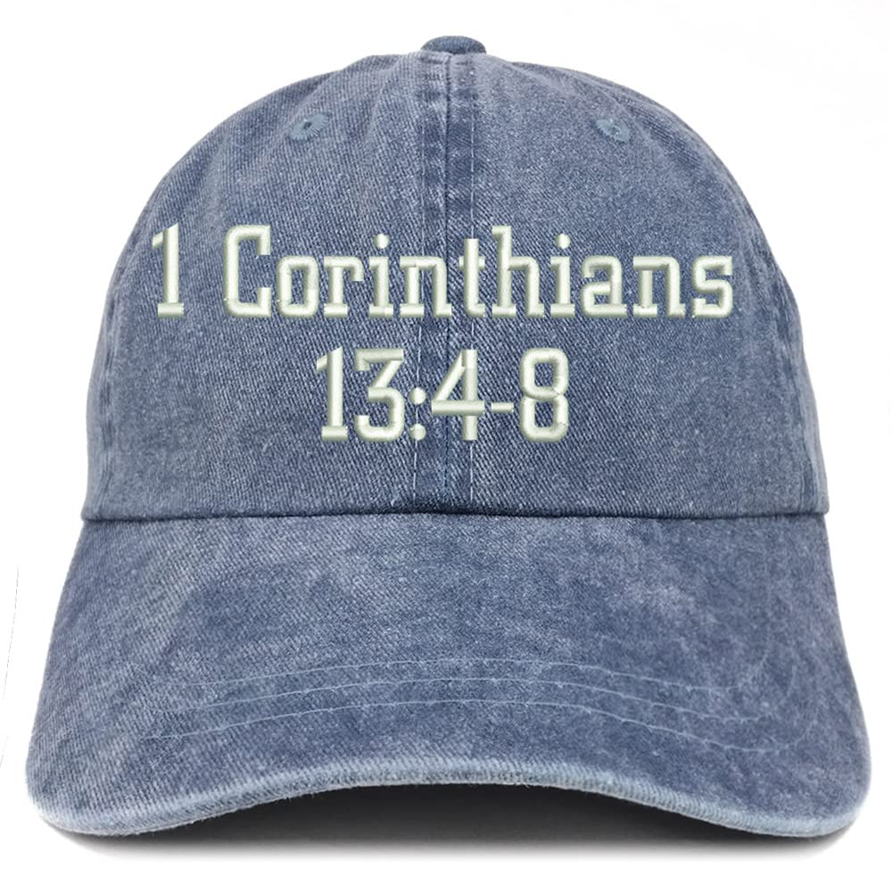 Trendy Apparel Shop 1 Corinthians 13:4-8 Washed Pigment Dyed Baseball Cap