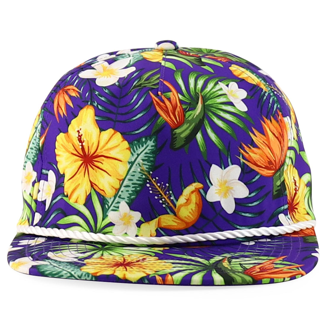 Trendy Apparel Shop Floral Print Unstructured 5 Panel Flatbill Rope Baseball Cap