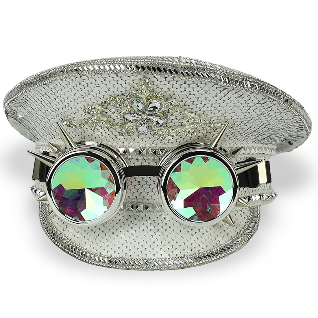 Trendy Apparel Shop Festival Party Sparkly Sequin Rhinestone Captain Hat