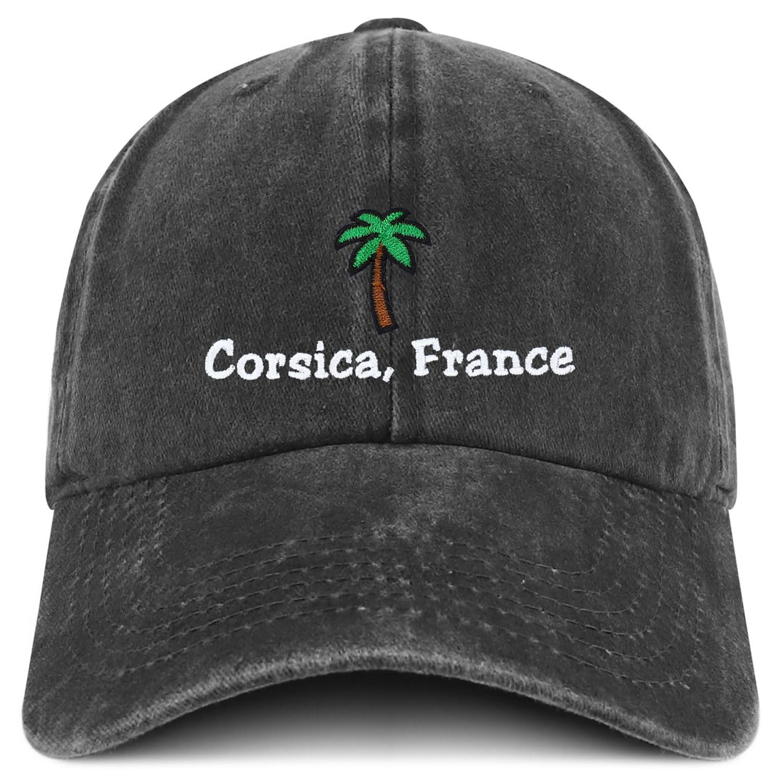 Trendy Apparel Shop Corsica France with Palm Tree Embroidered Pigment Dyed Cotton Baseball Cap