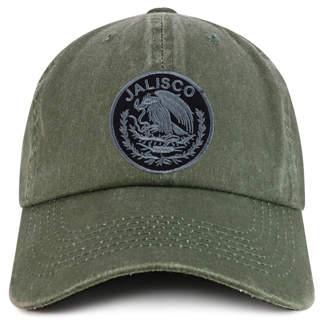 Trendy Apparel Shop Jalisco Mexico Charcoal Embroidered Patch Pigment Dyed Washed Baseball Cap