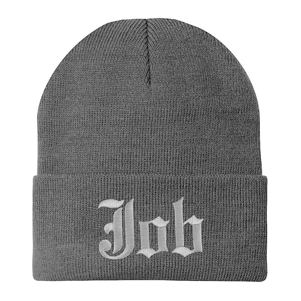Trendy Apparel Shop Job Old English Embroidered Long Cuff Beanie