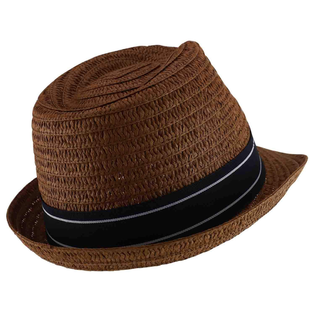 Trendy Apparel Shop Men's Paper Straw Woven Striped Band Stingy Fedora Hat