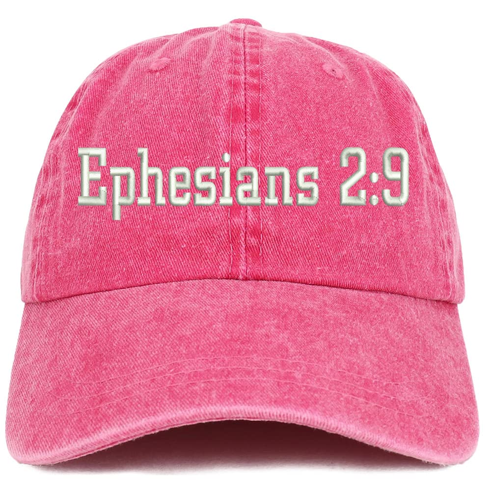 Trendy Apparel Shop Ephesians 2:9 Washed Pigment Dyed Baseball Cap