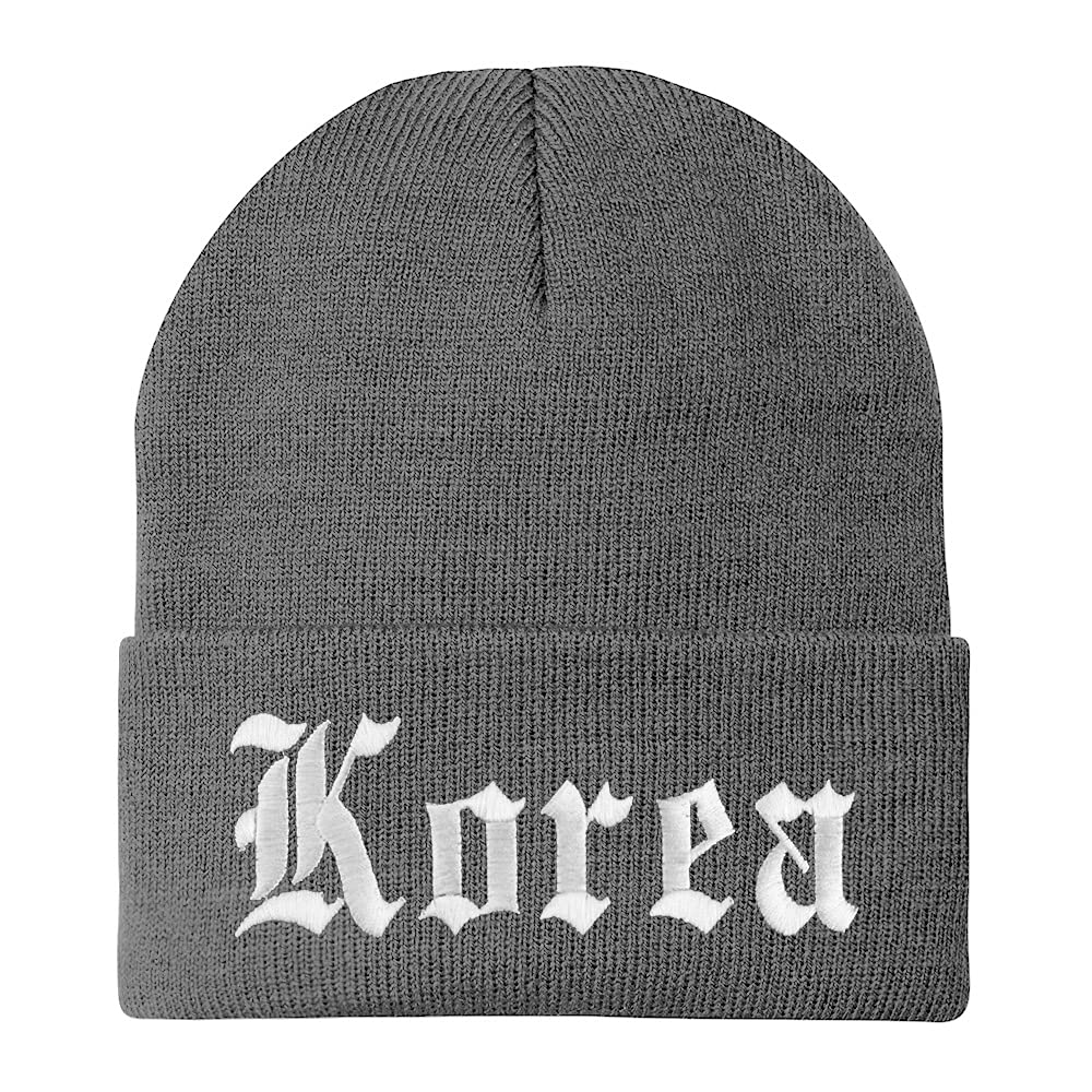 Trendy Apparel Shop Korea Old English Embroidered Long Cuff Beanie