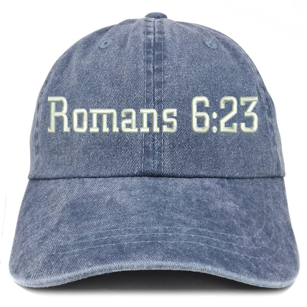Trendy Apparel Shop Romans 6:23 Washed Pigment Dyed Baseball Cap