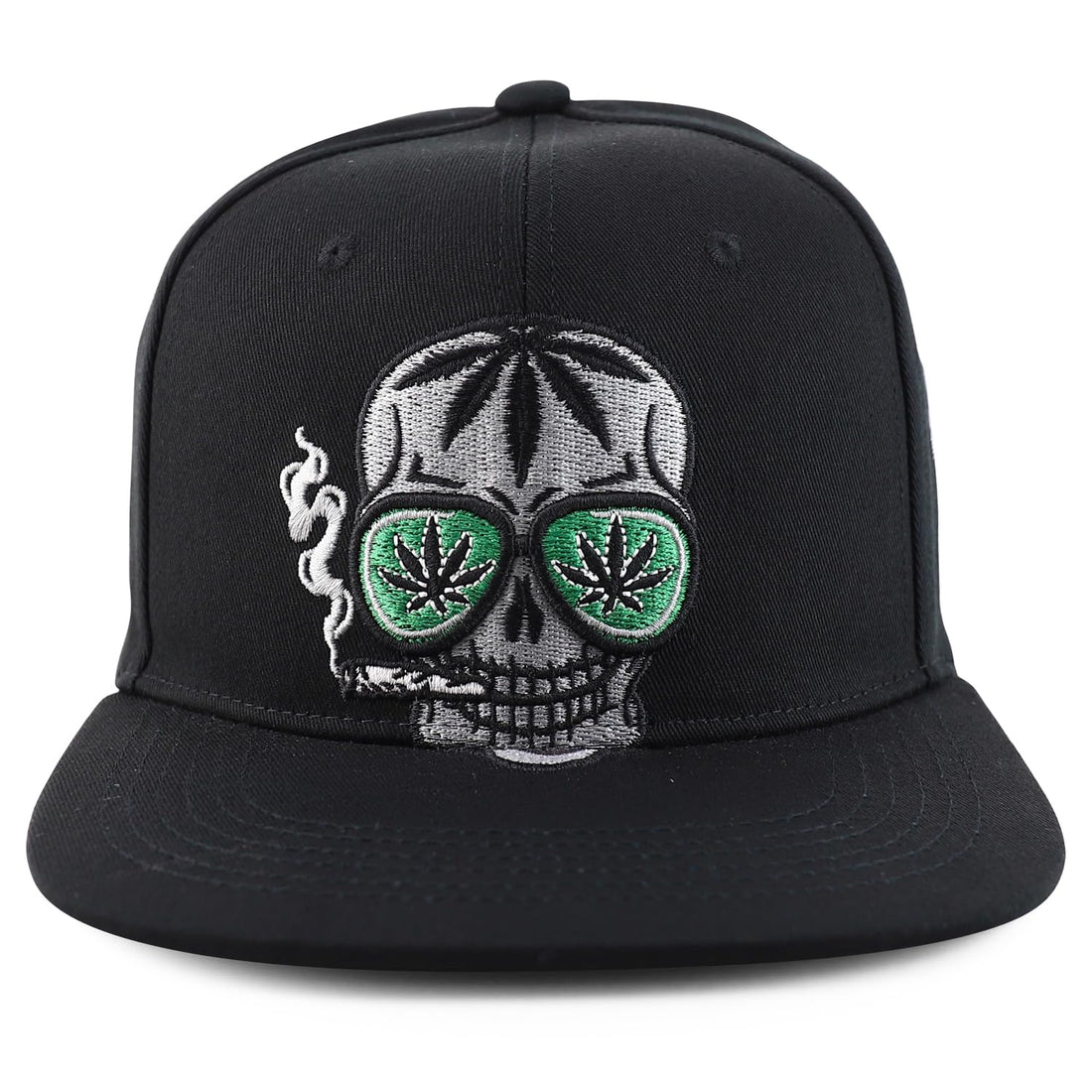 Trendy Apparel Shop Skull Head Smoking Marijuana Flat Bill Snapback Baseball Cap