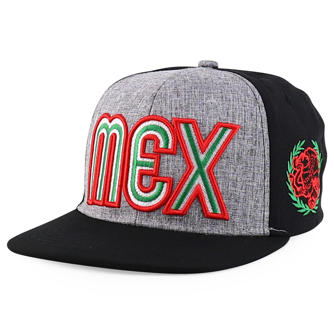 Trendy Apparel Shop Mexico Eagle Embroidered Laser Punching Mesh Back Flatbill Snapback Cap