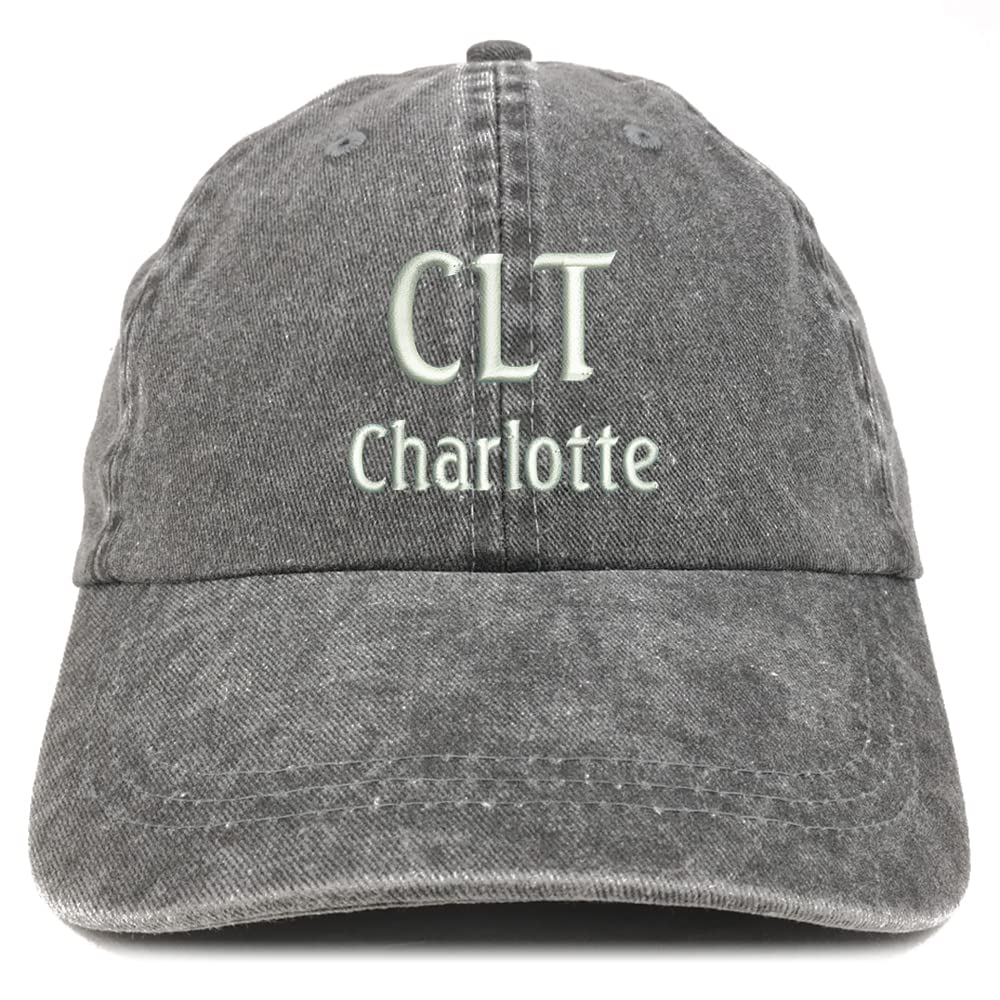 Trendy Apparel Shop CLT Charlotte Embroidered Pigment Dyed Washed Baseball Cap