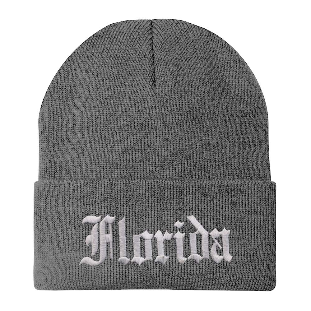 Trendy Apparel Shop Florida State Old English Embroidered Long Cuff Beanie