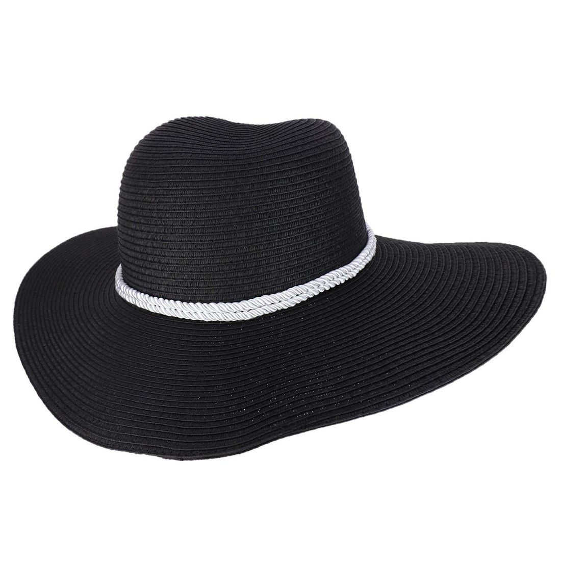 Trendy Apparel Shop Anchor Decorated Band Paper Braid Wide Brim Sun Hat