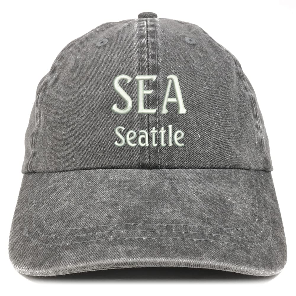 Trendy Apparel Shop SEA Seattle Embroidered Pigment Dyed Washed Baseball Cap