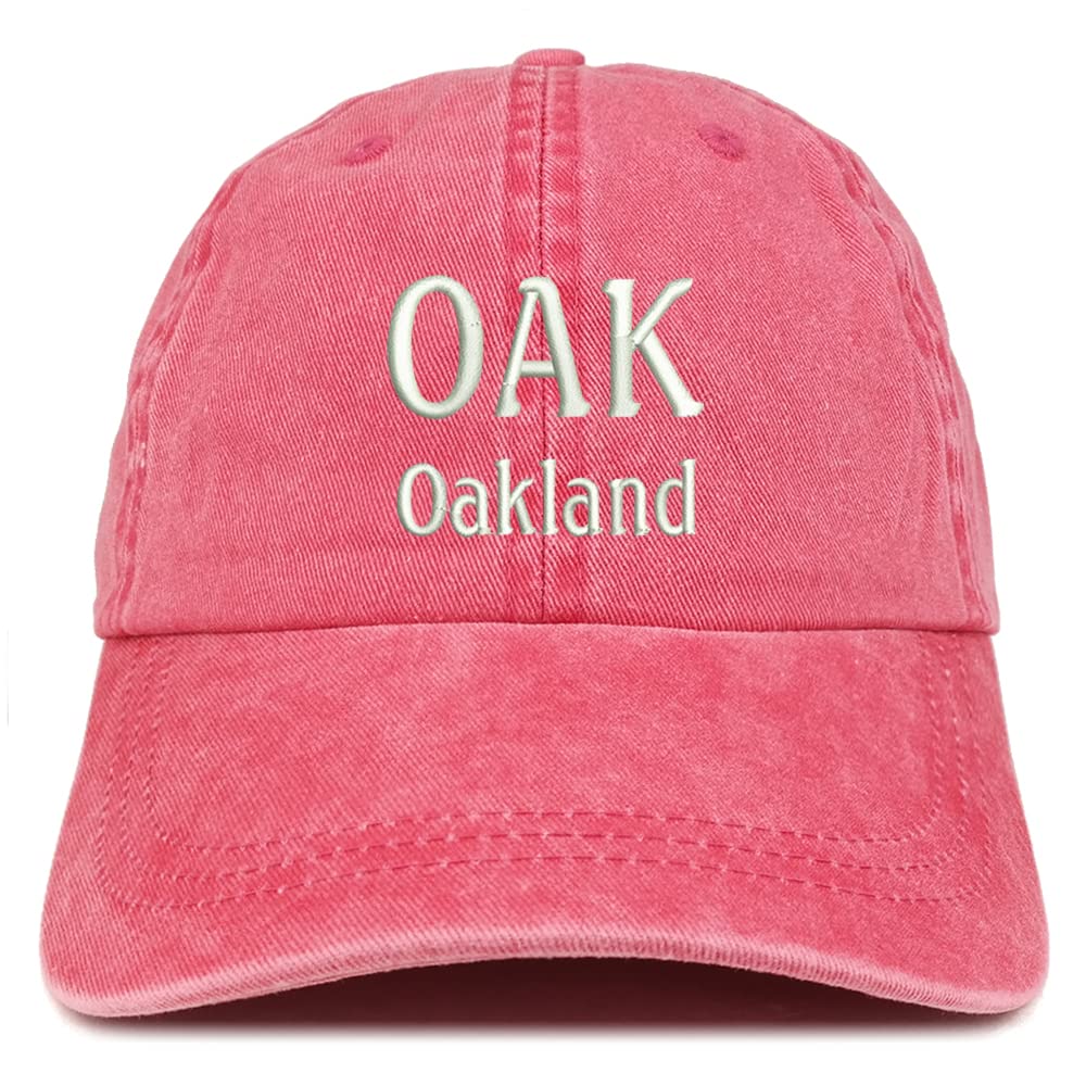 Trendy Apparel Shop Oak Oakland Embroidered Pigment Dyed Washed Baseball Cap
