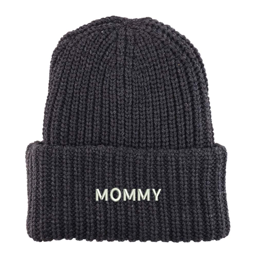 Trendy Apparel Shop Mommy Embroidered Long Cuffed Thick Ribbed Knit Beanie