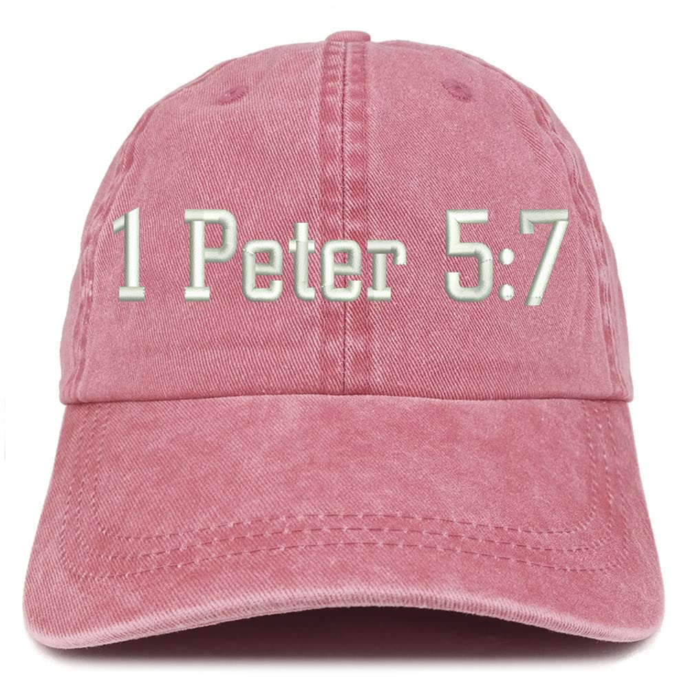 Trendy Apparel Shop 1 Peter 5:7 Washed Pigment Dyed Baseball Cap