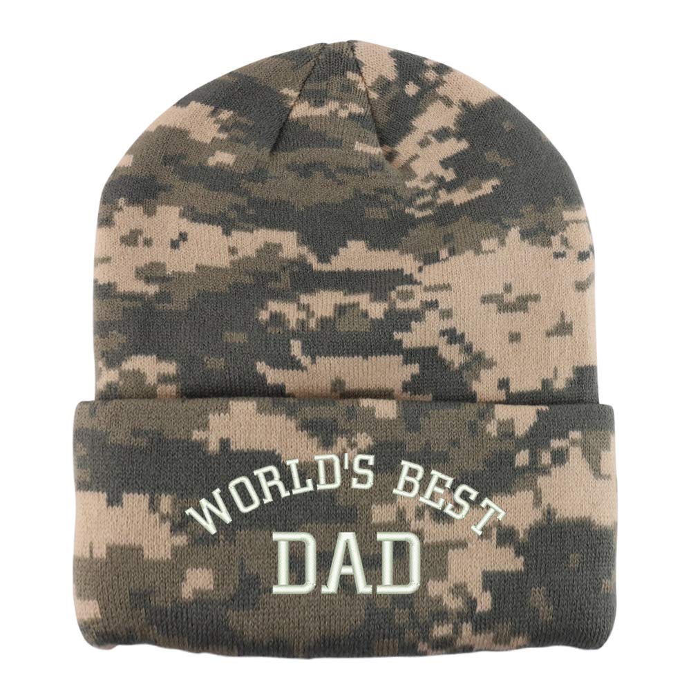 Trendy Apparel Shop World's Best Dad Cotton Embroidered Long Cuff Beanie