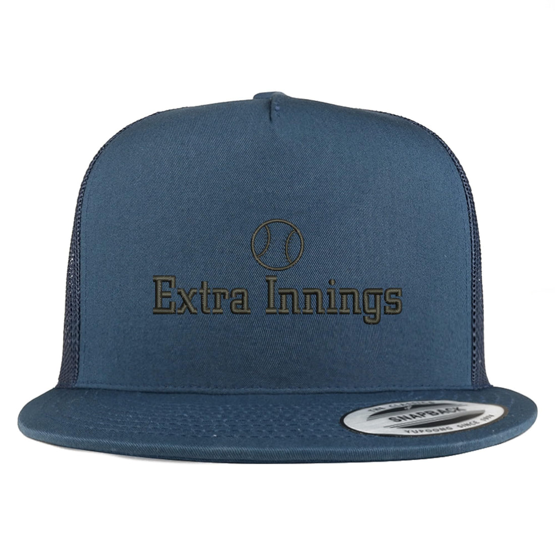 Trendy Apparel Shop Football Extra Innings Embroidered 5 Panel Flatbill Trucker Mesh Cap