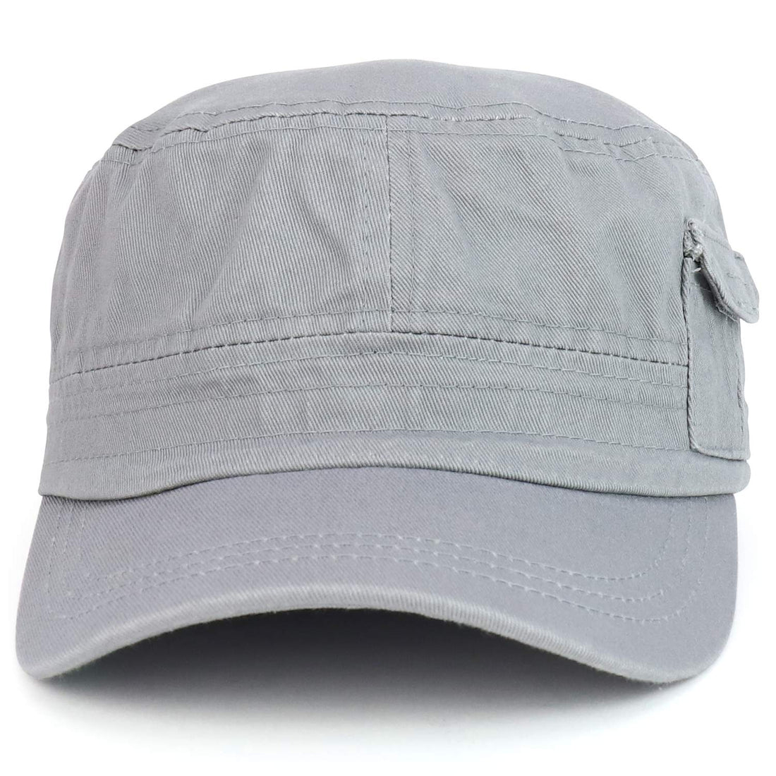 Trendy Apparel Shop Plain Castro Flat Top Style Army Cap with Pocket