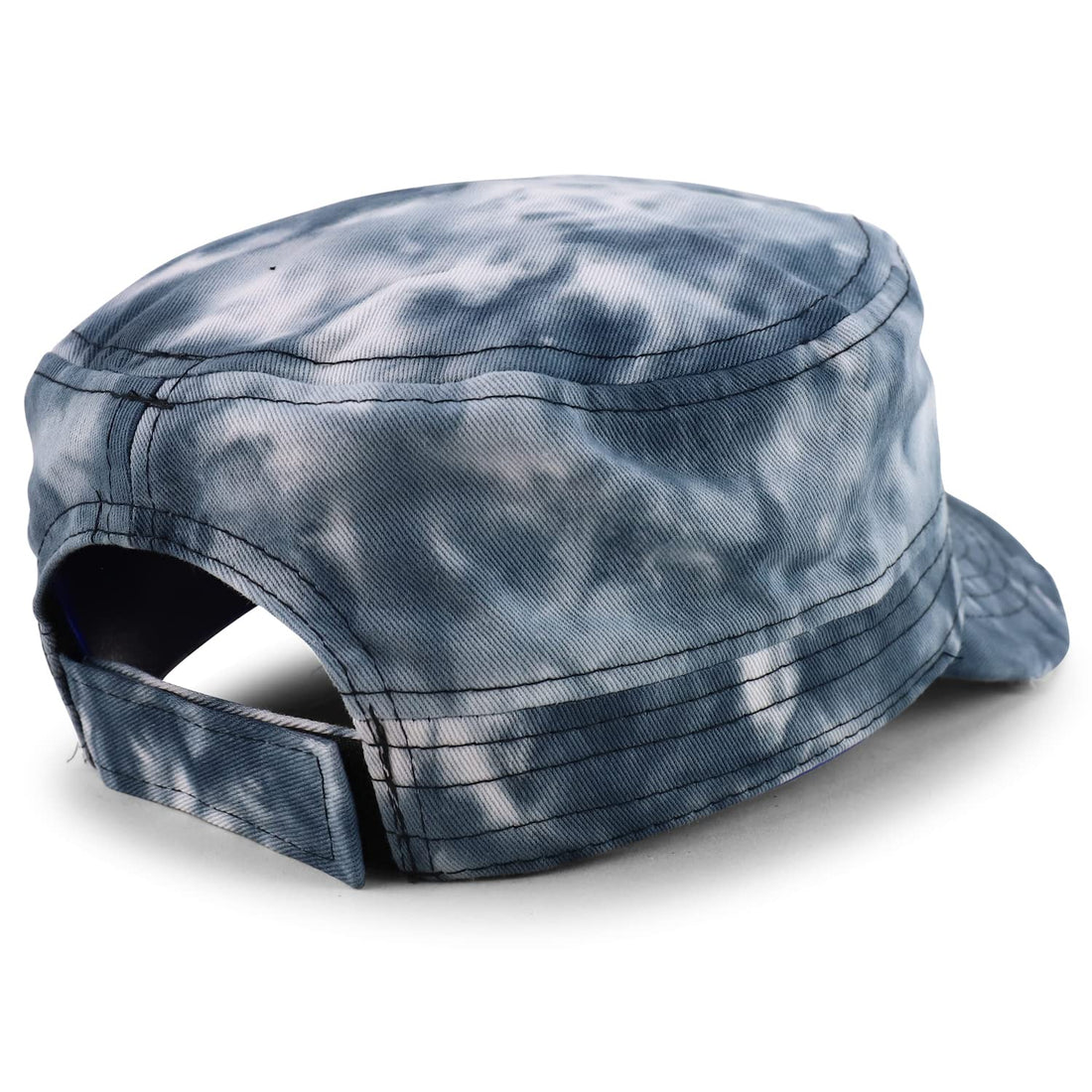 Trendy Apparel Shop Plain 100% Cotton Tie Dyed Patterned Flat Top Army Baseball Cap