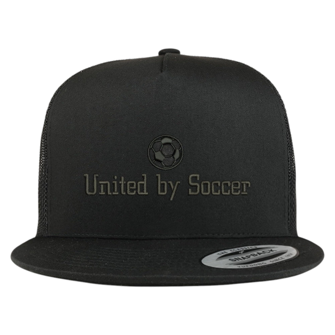 Trendy Apparel Shop United by Soccer Embroidered 5 Panel Flatbill Trucker Mesh Cap