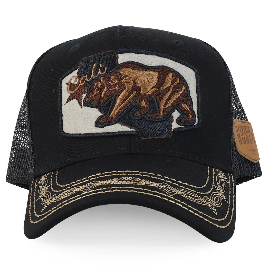 Trendy Apaprel Shop Cali Bear Embroidered Western Trucker Cap