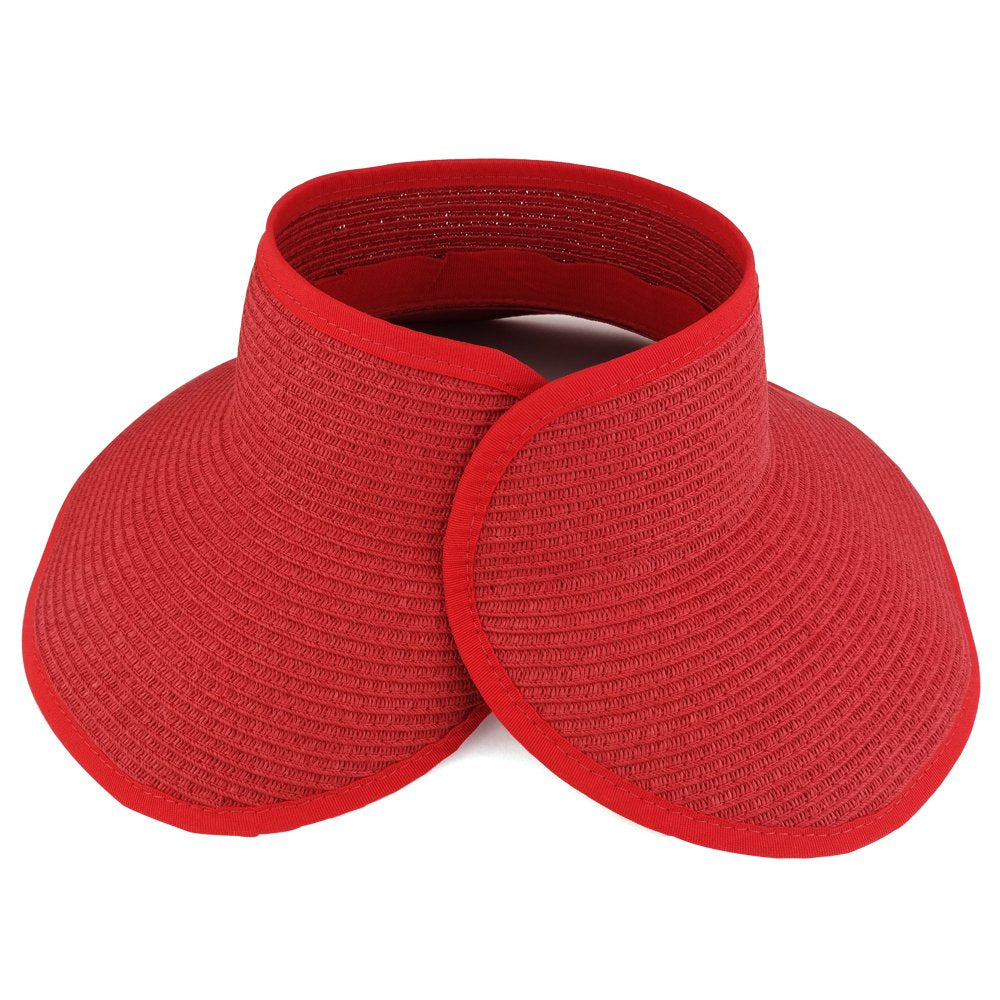 Trendy Apparel Shop Womens UPF 50+ Paper Braid Large Rolled Visor UV Protection Hat