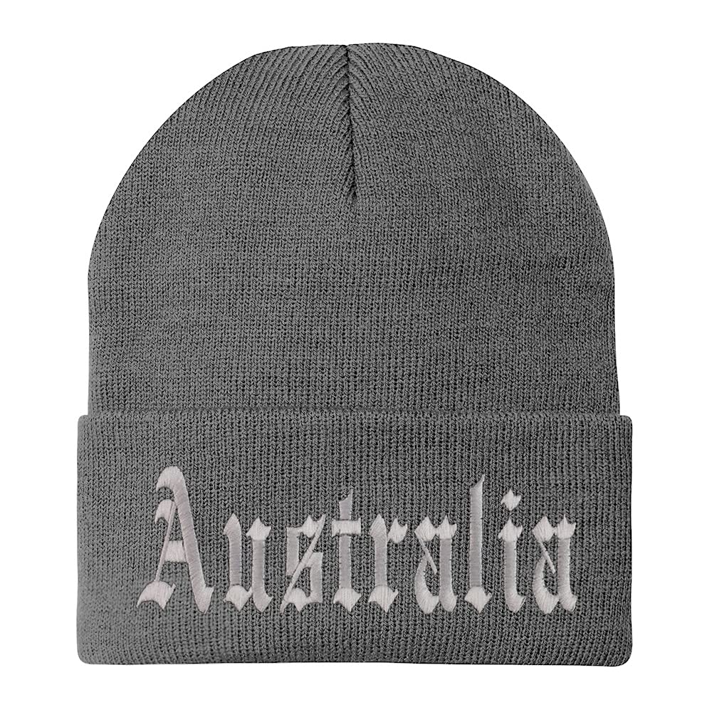 Trendy Apparel Shop Australia Old English Embroidered Long Cuff Beanie