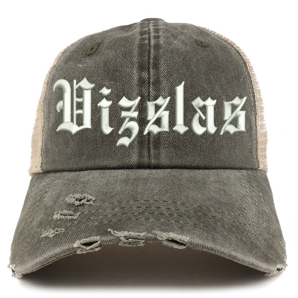 Trendy Apparel Shop Old English Vizslas Frayed Bill Trucker Mesh Back Cap