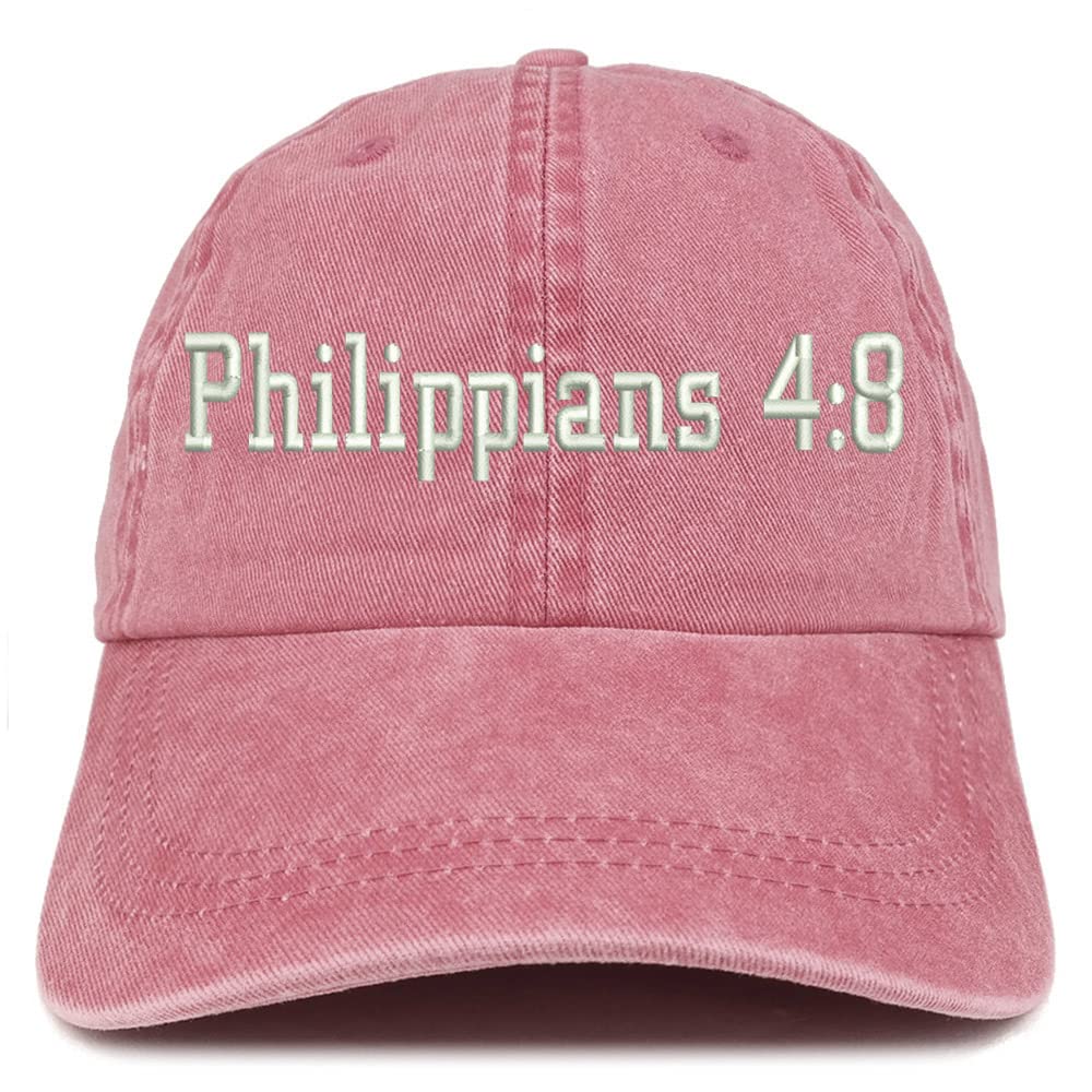 Trendy Apparel Shop Philippians 4:8 Washed Pigment Dyed Baseball Cap
