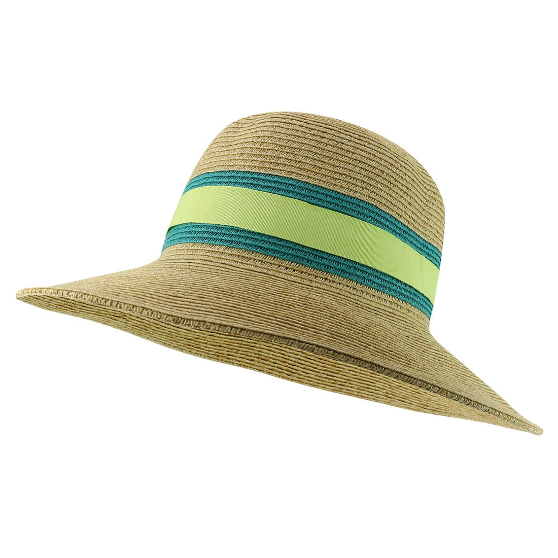 Trendy Apparel Shop UPF 50+ Two Tone Ribbon Hat Band Wide Brim Sun Hat