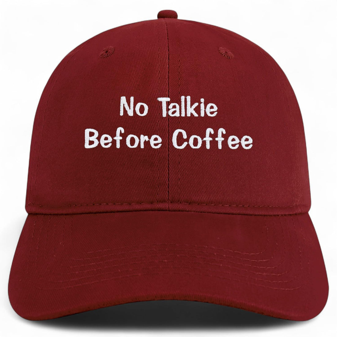 Trendy Apparel Shop No Talkie Before Coffee Embroidered Cotton Unstructured Low Profile Dad Hat
