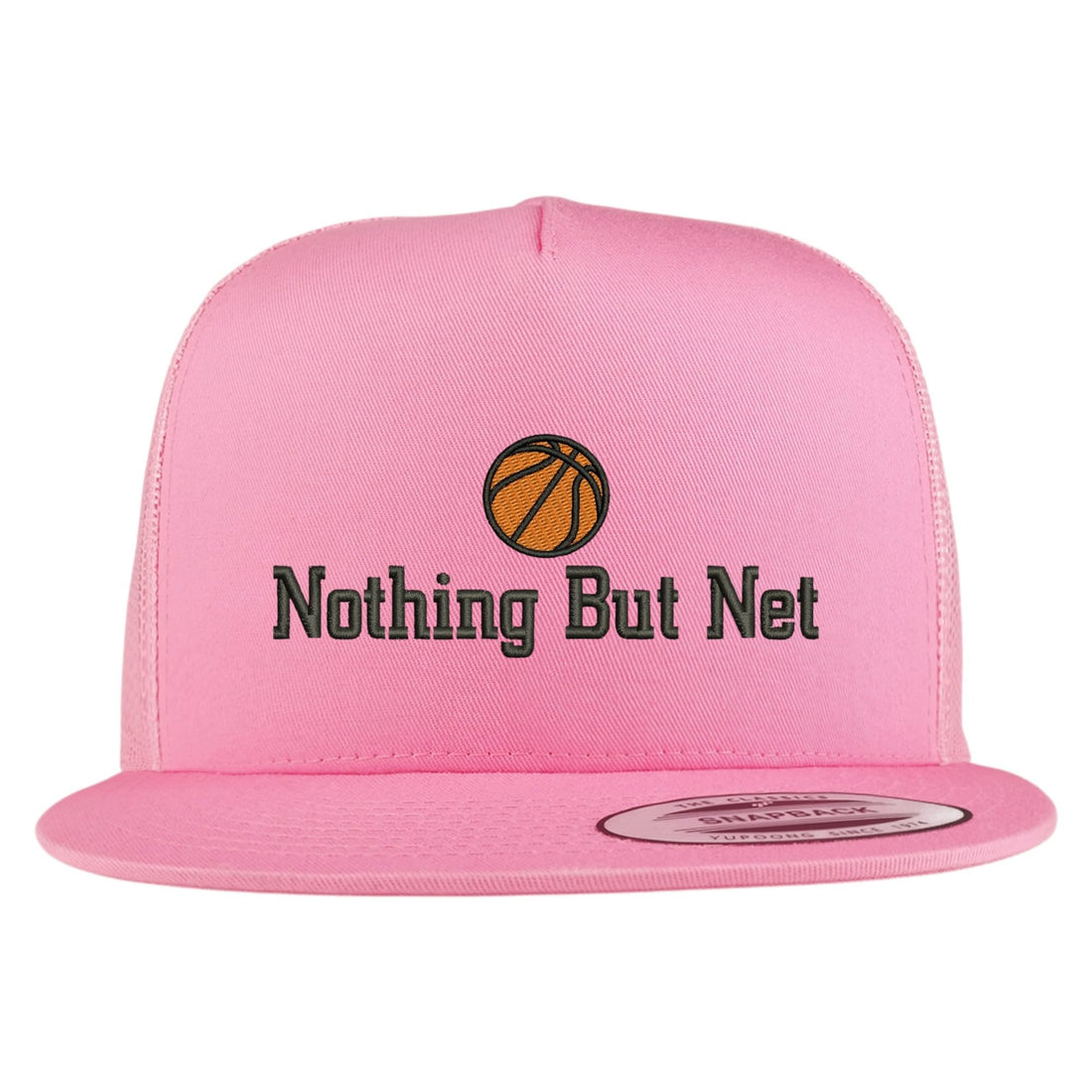 Trendy Apparel Shop Nothing But Net Embroidered 5 Panel Flatbill Trucker Mesh Cap