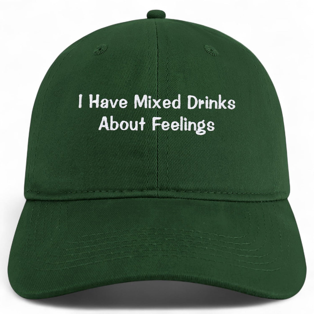 Trendy Apparel Shop I Have Mixed Drinks About Feelings Embroidered Cotton Unstructured Low Profile Dad Hat