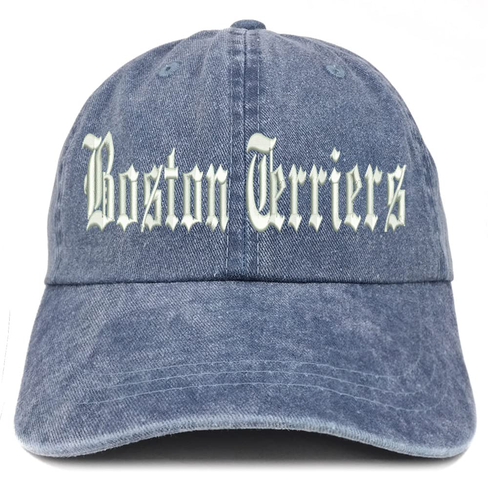 Trendy Apparel Shop Old English Boston Terriers Washed Pigment Dyed Baseball Cap