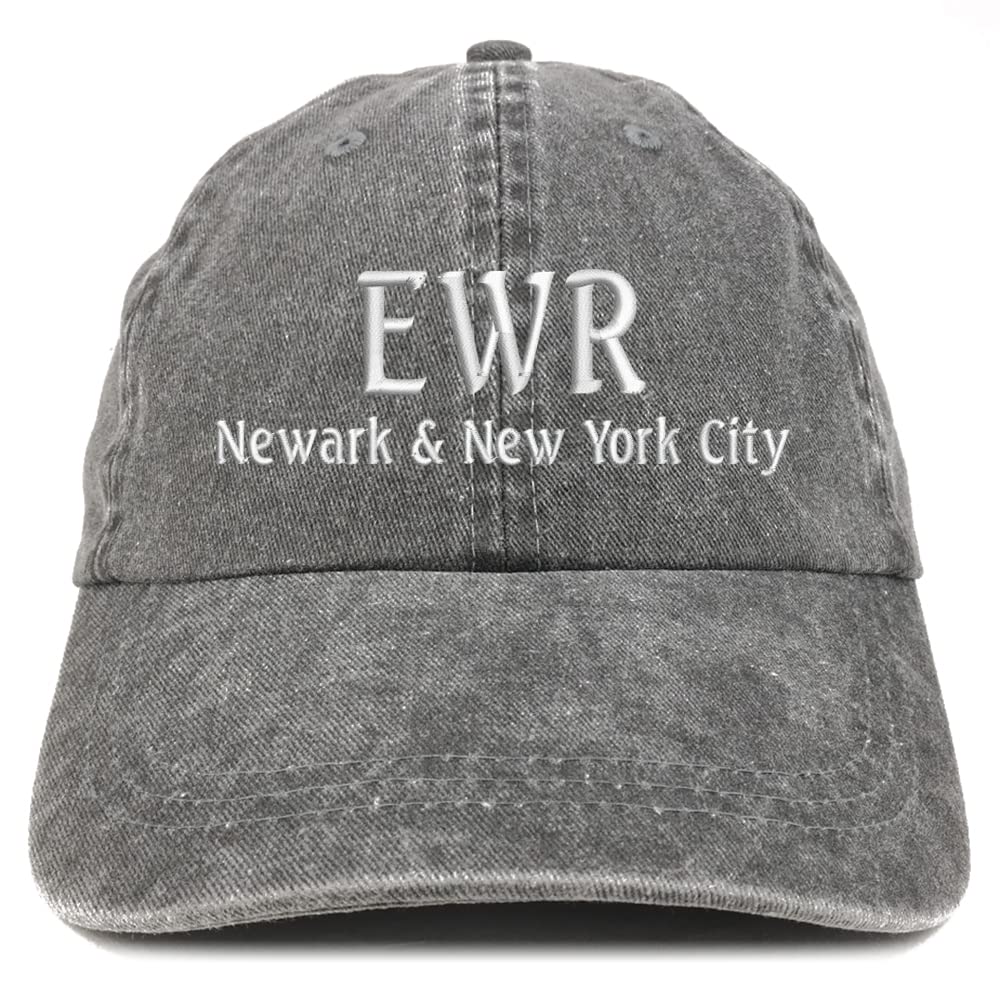 Trendy Apparel Shop EWR Newark and New York City Embroidered Pigment Dyed Washed Baseball Cap