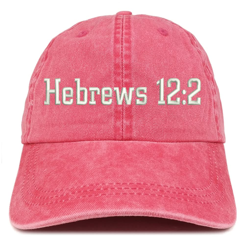 Trendy Apparel Shop Hebrews 12:2 Washed Pigment Dyed Baseball Cap