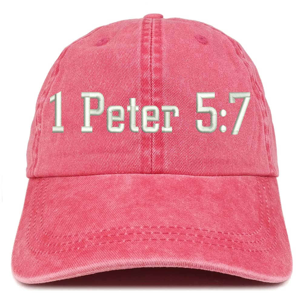 Trendy Apparel Shop 1 Peter 5:7 Washed Pigment Dyed Baseball Cap