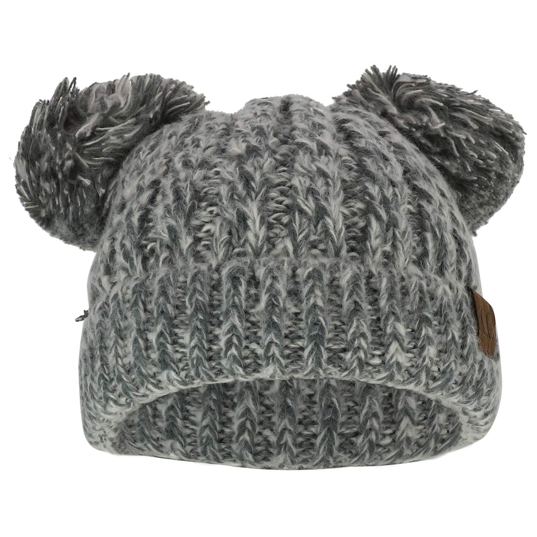 Trendy Apparel Shop Pom Pom Ears Winter Cable Knit Cuff Long Beanie