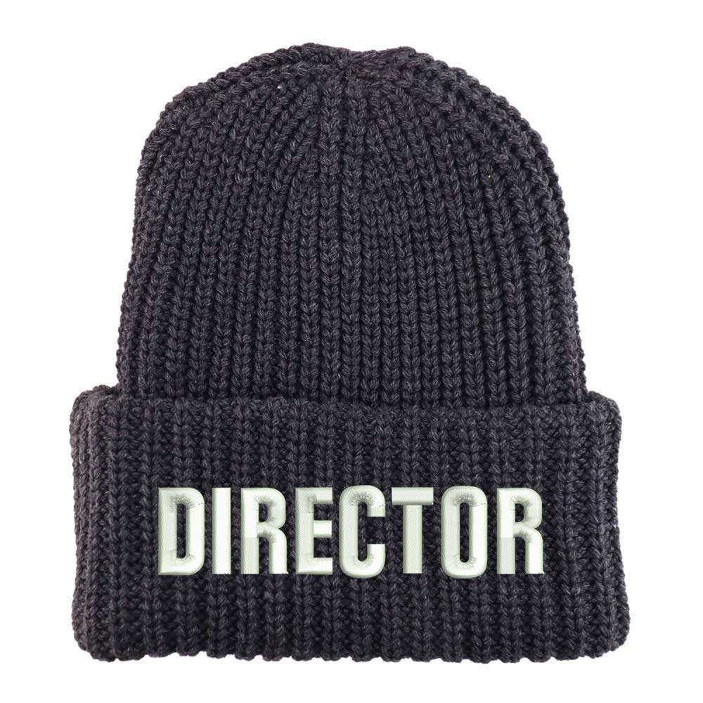 Trendy Apparel Shop Director Embroidered Long Cuffed Thick Ribbed Knit Beanie