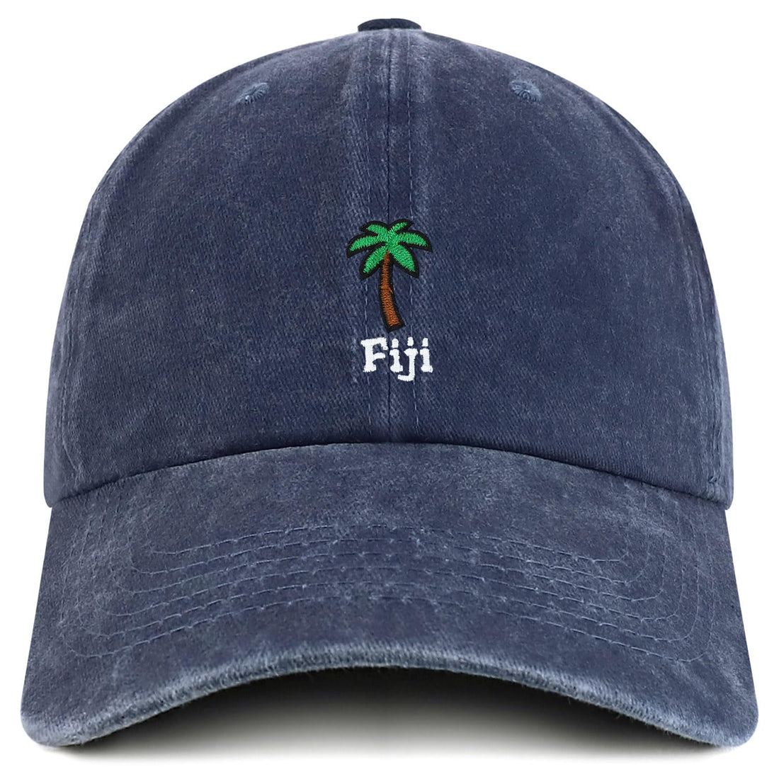 Trendy Apparel Shop Fiji with Palm Tree Embroidered Pigment Dyed Cotton Baseball Cap