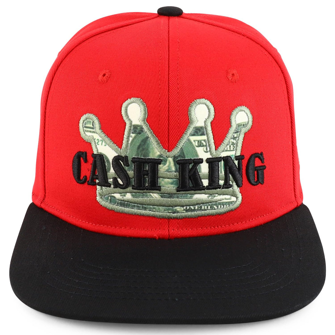 Trendy Apparel Shop 3D Crown Cash King Embroidered 6 Panel Flatbill Snapback Cap