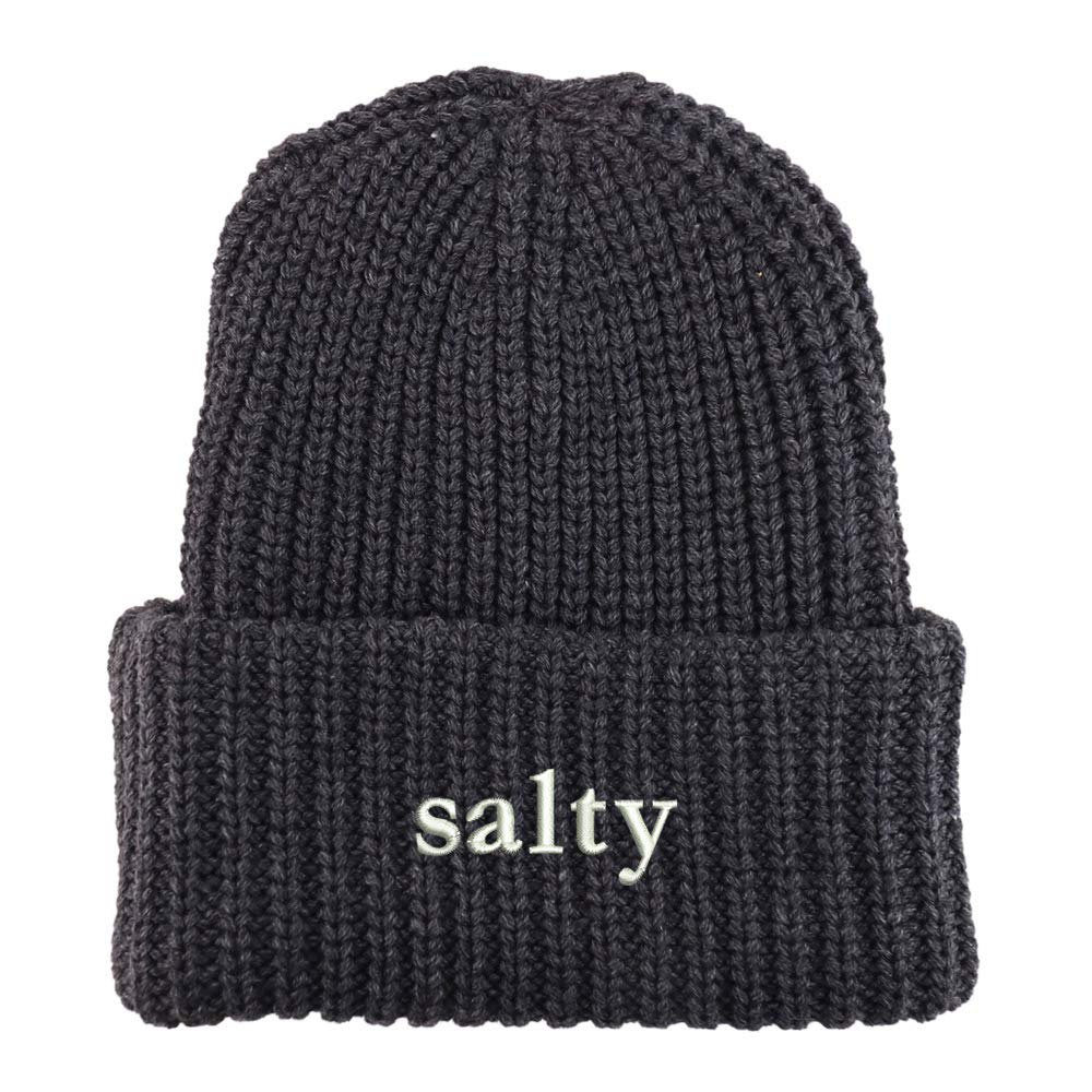 Trendy Apparel Shop Salty Embroidered Long Cuffed Thick Ribbed Knit Beanie
