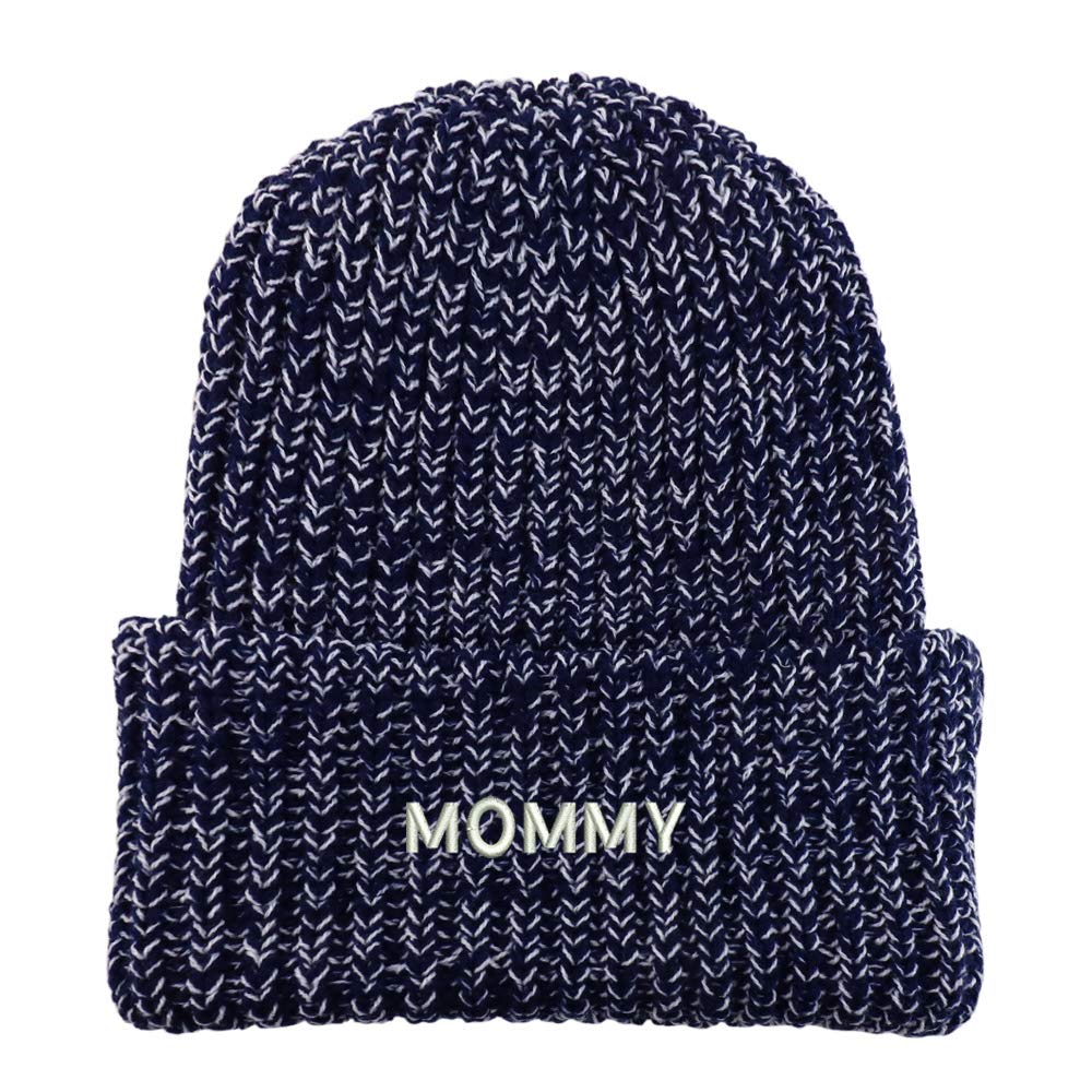 Trendy Apparel Shop Mommy Embroidered Long Cuffed Thick Ribbed Knit Beanie