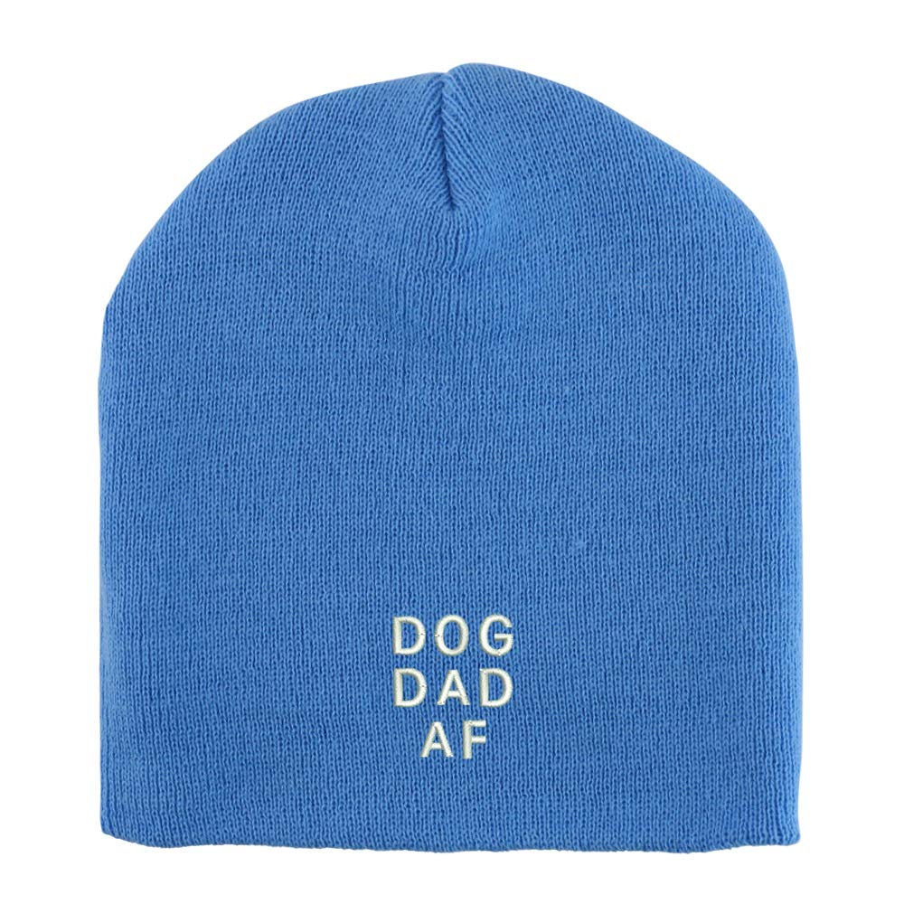 Trendy Apparel Shop Dog Dad Af Font Embroidered Made in USA Short Acrylic Knit Winter Beanie Hat