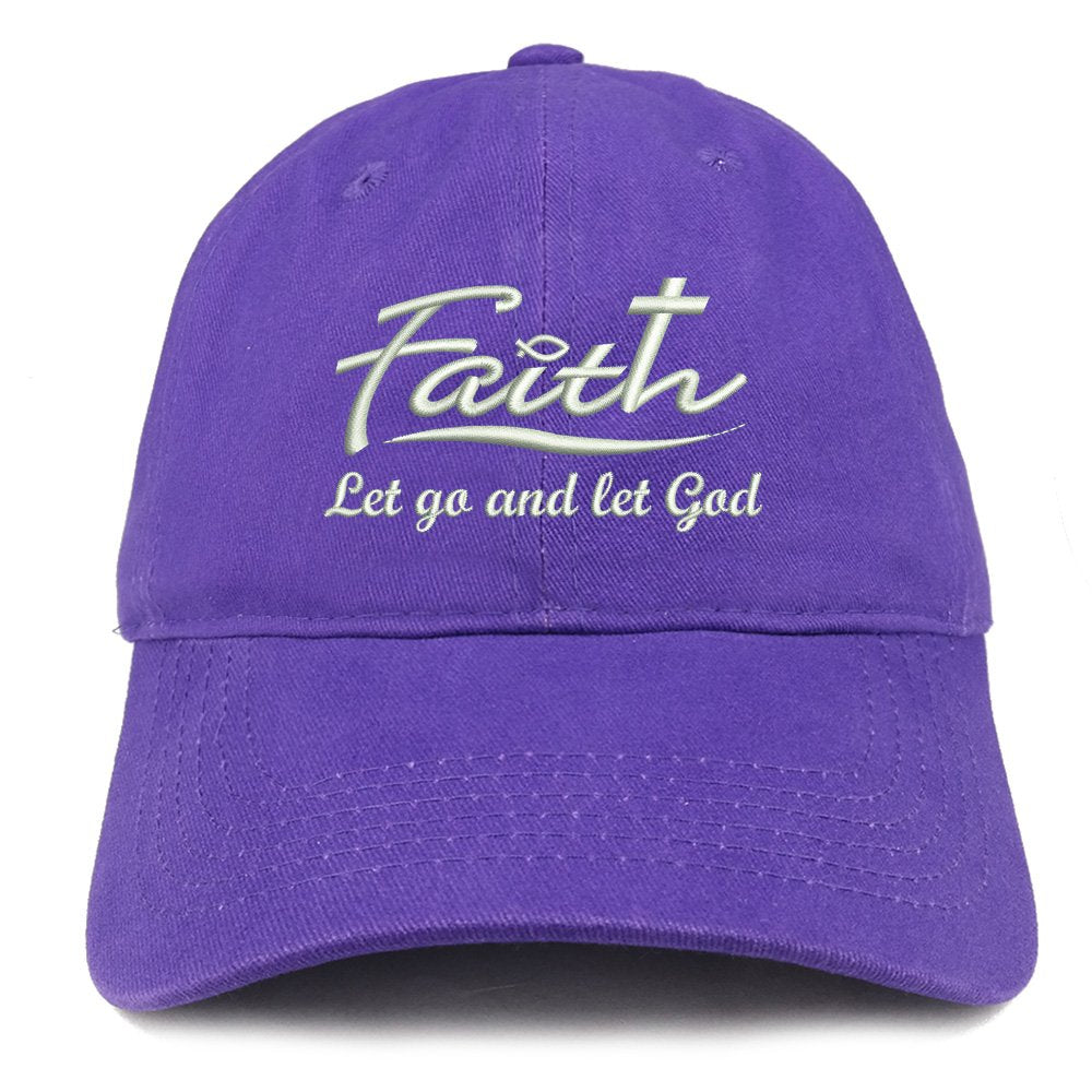 Trendy Apparel Shop Let Go and Let God Embroidered Brushed Cotton Dad Hat Ball Cap - Purple