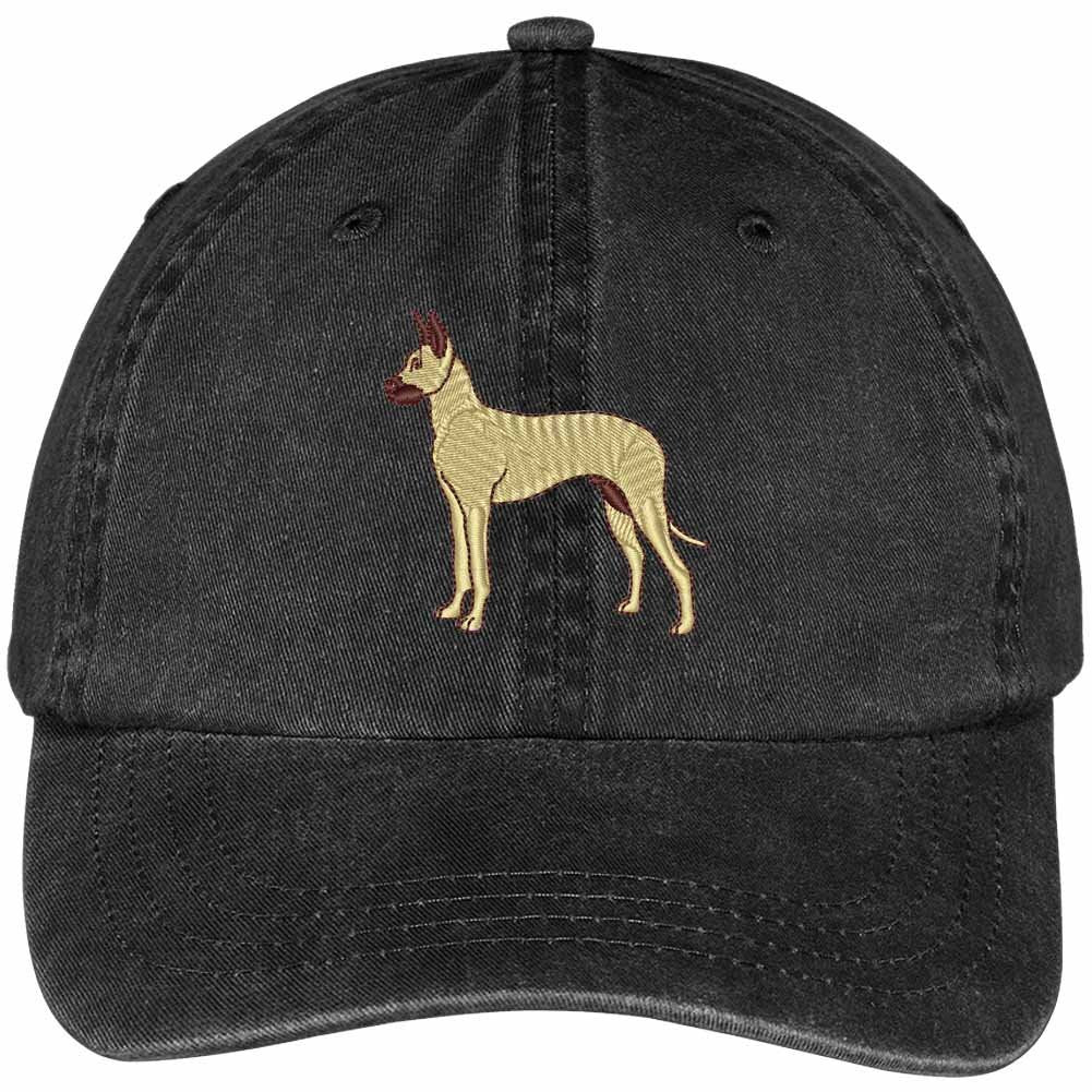 Trendy Apparel Shop Great Dane Embroidered Dog Theme Low Profile Dad Hat Cotton Cap - Black