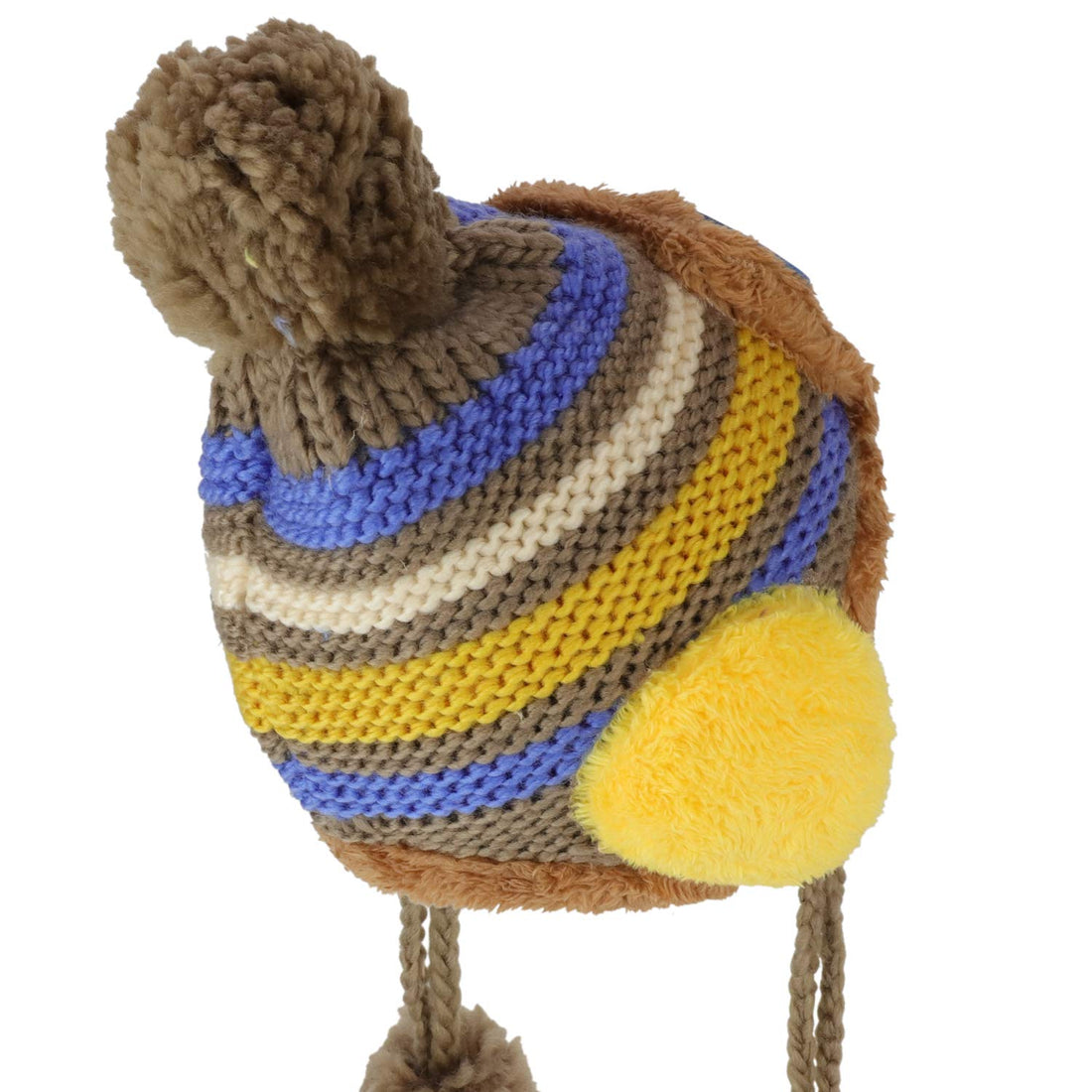 Trendy Apparel Shop Kid's Goggle Soft Fur Trimming Pom Knit Beanie Hat