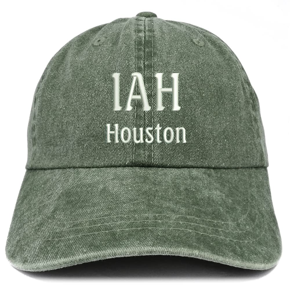Trendy Apparel Shop IAH Houston Embroidered Pigment Dyed Washed Baseball Cap