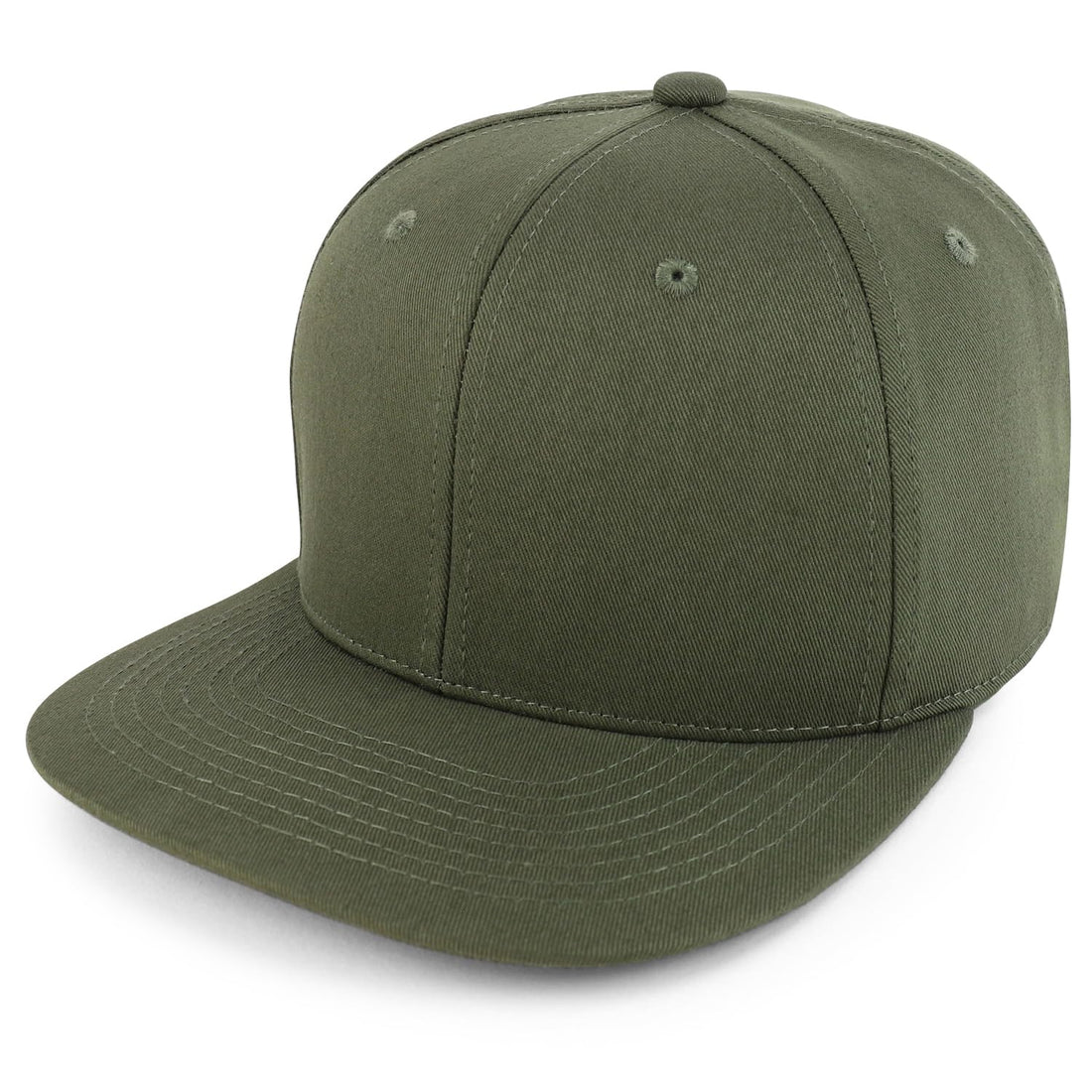 Trendy Apparel Shop 100% Cotton Plain Structured 6 Panels Flatbill Snapback Baseball Cap